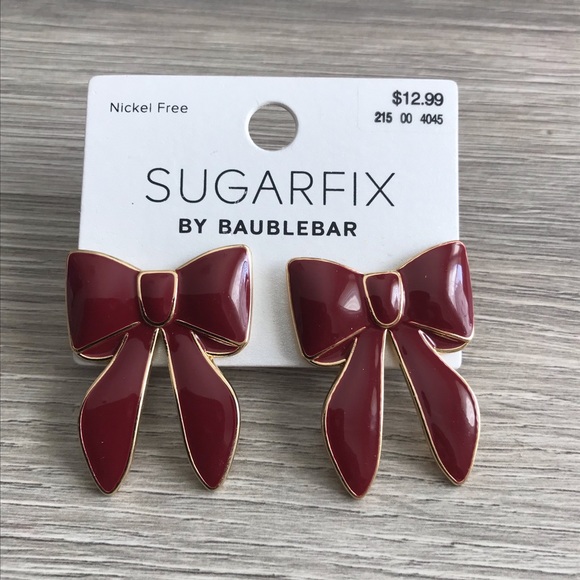 BaubleBar Jewelry - BaubleBar Burgundy Bow Earrings